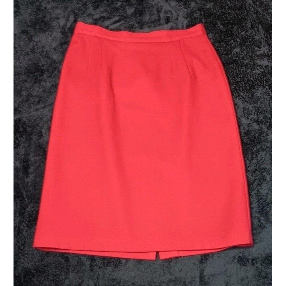 VTG Briggs NY 100% Wool Pencil Skirt 8 Red Old Money Quiet Luxury Office Siren